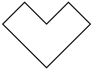 正方形の1/4の面積の正方形を削った四角いハート