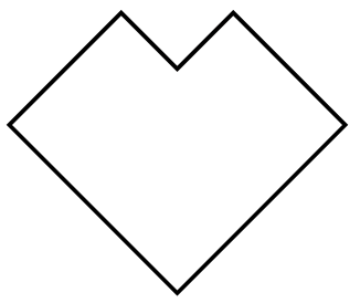 正方形の1/9の面積の正方形を削った四角いハート